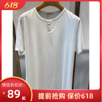 Special cabinet RMB580  Hanp Han Hemp Family Mens Round Collar Button section T-shirt cotton linen knit Summer Leisure 539176