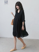 Pregnant women dress summer dress long fashion loose size doll collar out can breastfeed chiffon summer skirt