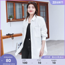 (Qingkura RMB100 ) Large code Female Dress Spring Dress Slightly Fat Younger Sister Bf Wind Tooling Loose Blouse Jacket Jacket