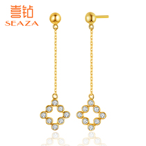 Xia Diamond Earrings Female Yellow 18K Gold Tide Take Advanced Diamond Ear Wire Temperament Earrings Real Diamond Earrings