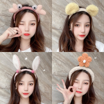 Korean cute hairband female Net red face wash head hoop antler hairclip cartoon animal rabbit ear hairpin hair accessories