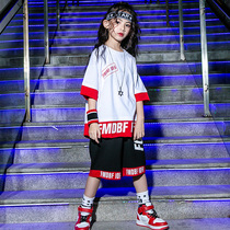 Girls hip-hop suits jazz dance costumes childrens dance costumes primary school students hip-hop trendy clothes summer performance clothes trendy