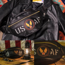 Spot personality retro cowhide Harley shoulder bag Knight shoulder bag embroidery US Army Army Air running bag Locomotive