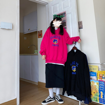 Flower field window bear dress female autumn and winter Korean version of loose hooded plus velvet sleeve fried street coat spring and autumn ins tide