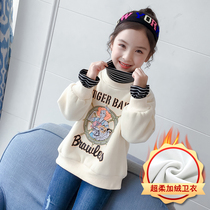 Girls sweater autumn and winter 2021 New Korean version of foreign style high collar children plus velvet padded coat big child girl Autumn dress