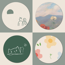 Round small number of mouse pads Jian Joins Wind Girls office portable upholstered laptop Wrist Pads Cartoon Cute Home Learning Non-slip Resistant Dirty Male Electric Race Game Mat Slip Rat Mat