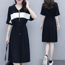 Fat Mm Conspicuine Cover Belly Dress Code Dresses Big Code Womens Summer Fat Younger Sister Minus age Temperament Foreign Air Skirt 2022 new