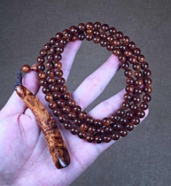 Hainan new rosewood hand skewers Huanghuali old material oil pear 08 tiger skin pattern 108 landscape tumor scar pattern rosary beads