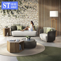 Outdoor Nordic Rattan Sofa Open Sun Light Room Upholstered Balcony Garden Design Fashion Personality Patio Furniture