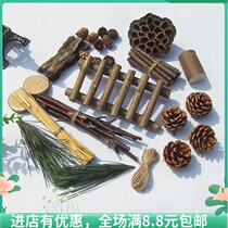 Forest baby suit Pine cones dried flowers Rabbit tail grass Forest suit Taobao shop photography props round wood chip shower
