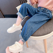 Girls jeans 2022 spring and autumn new pants childrens clothing harem pants radish daddy trousers baby autumn clothes