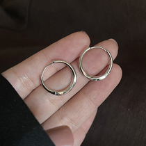 Large earlobes can be worn with solid advanced round ear button 925 pure silver delicate ear ring female sleeping bath not to be taken off