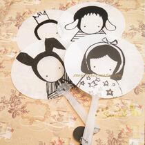 Wheat and Out cocoa Kingdom 4PP fan Korean version portable cartoon fan hand fan gift