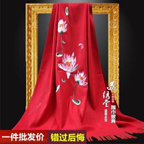 Su embroidery embroidery autumn and winter family style cashmere retro scarf thick warm scarf female cheongsam Lotus wool shawl