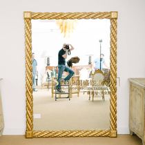 European creative retro full-length mirror clothing store Hotel big mirror cloakroom fitting dressing change mirror Home dressing mirror