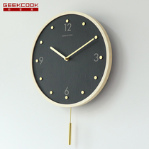 geekcook Simple modern wall clock silent living room household clock Personality creative swing hanging watch decorative clock