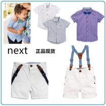 (Spot) UK NEXT Fairboy Baby Boy Summer White Braces Shorts Short Sleeve Shirt Blouse