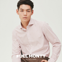 (2021 New) nude white striped long sleeve shirt men Spring and Autumn business casual slim dress shirt