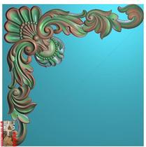 European-style flower horn applique bedside pass corner carved drawing jdp relief map gray-scale wood carving computer