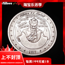 The Joker Joker Lucky coin pure silver Texas card pressure to play as old EDC carry hanging pendant ornaments