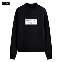 Half-high collar plus velvet sweater womens autumn and winter loose print jacket sports hatless round neck pullover top shirt bottoming coat