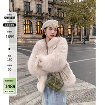 Derezs new imported fox fur piece fur coat for sheep fur fur coat young woman