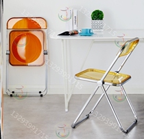 Folding Chair Crystal Chair Nordic Transparent Chair Leaning Back Chair Ghost Chair Brief Economy Type Milk Tea Shop Ins Creativity