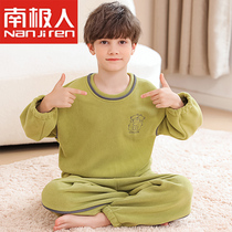 Boys pajamas autumn and winter childrens coral fleece thickened suit childrens boys middle and big childrens flannel home clothes
