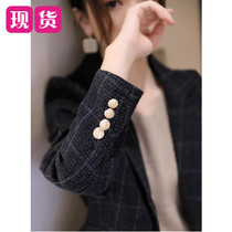  JOLIMENT retro plaid blazer female British style 2021 new net red spring and autumn wool suit