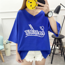 Short-sleeved womens 2021 new summer Korean version of large size womens fat mm200 kg loose T-shirt womens wild half-sleeved