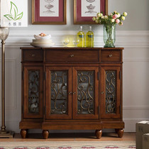 American solid wood sideboard four-door locker cupboard retro European small-sized storage cabinet simple restaurant cabinet