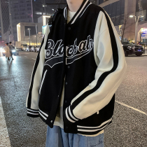 Hong Kong style harajuku jacket jacket mens spring 2021 new ins tide brand ruffian handsome baseball uniform loose student all-match