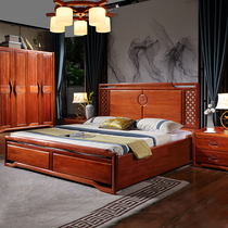New Chinese solid wood bed Golden Rosewood 1 5 m storage high box bed simple 1 8 double bed modern wedding bed furniture