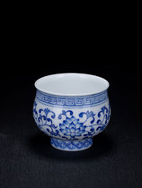  Yifan Teacup Blue and white porcelain twined lotus master cup Single cup Jingdezhen Ceramic Kung Fu Tea set Puer Tea Cup