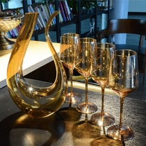 Gold plating goblet lead-free crystal glass decanter European and American wine glasses Champagne Cup decanter set