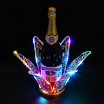 Zoshang Bar luminous wine seat night led charging Colorful Wrought iron petals Wine Champagne seat base wine tray