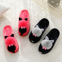 Winter cotton slippers female 2020 new cute Korean dormitory home platform outside wear Moon shoes couple Cotton
