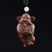 Old Tibetan yellow poplar wood engraving imitation ancient handlebar pieces Fortune Small Pieces Chaetheon Car Hanging Pendulum Pieces Home Decoration Handicrafts