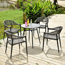 Outdoor table and chairs Nordic rattan chairs five sets Courtyard Garden Coffee Shop Minima Casual Outdoor Rattan table and chairs