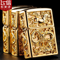 Original genuine zippo Lighter Gold plated armor Dragon Horse Spirit Windproof Lettering Limited collection