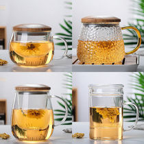 Mushroom cup glass cup water cup tea separation cup filter tea cup with lid belt handle thickened heat-resistant mens and womens