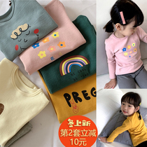 Korean childrens underwear set cotton Cute Cloud Rabbit Girl autumn clothes autumn pants Princess autumn clothes baby home clothes