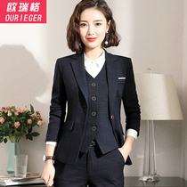 High-end professional suit female fashion Korean version of President suit suit suit suit overalls British style temperament goddess Fan