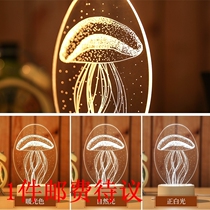 3d desk lamp led night light Jellyfish usb touch colorful creative acrylic novelty smart home light