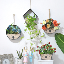 Nordic creative wall decorations Wall pendant fake flower wall simulation plant flower pot wall decoration flower basket hanging decoration