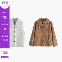 Spot Money Plush Horse Chia Womens Medium Long Section Thickened Spring Autumn New Korean Version Small Sub Polo Collar Jersey Jacket