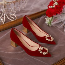 Home Art Red High Heels Shoes Wedding Shoes 2022 New Bridal Shoes Wedding show and wedding dress Two wear not tiring Chinese