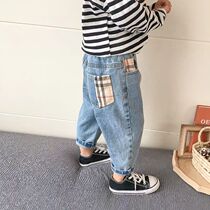 Childrens clothing boy pants 2021 spring new fashion Korean version of loose trousers children Spring and Autumn foreign style jeans