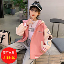 Girl Coats Spring Autumn Season Ocean Gas Nets Red Baseball Clothes Spring Dress 2022 New CUHK Children Trendy Korean Version Blouse