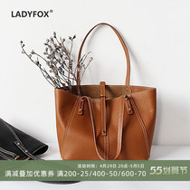 Genuine Leather Tote Bag Single Shoulder Bag Woman Big Bag Bull Leather Commuter Big Bag Soft Leather Handbag Brief about 100 lap large capacity